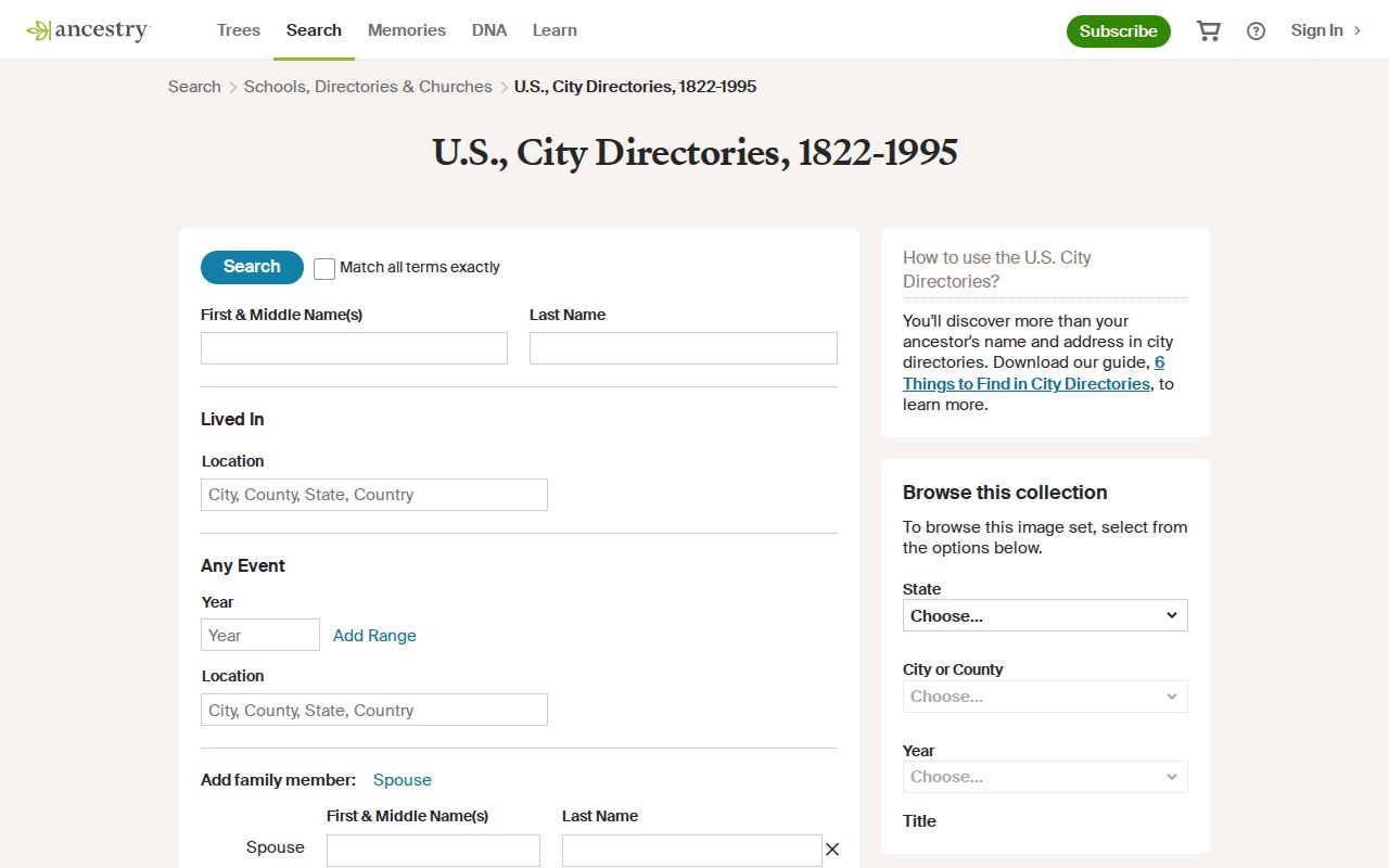 Florence city directory digitized collection search through library Ancestry access