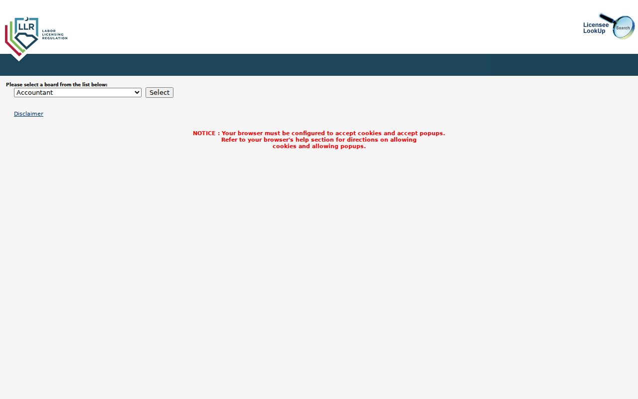 Florence residents directory view of South Carolina professional license lookup
