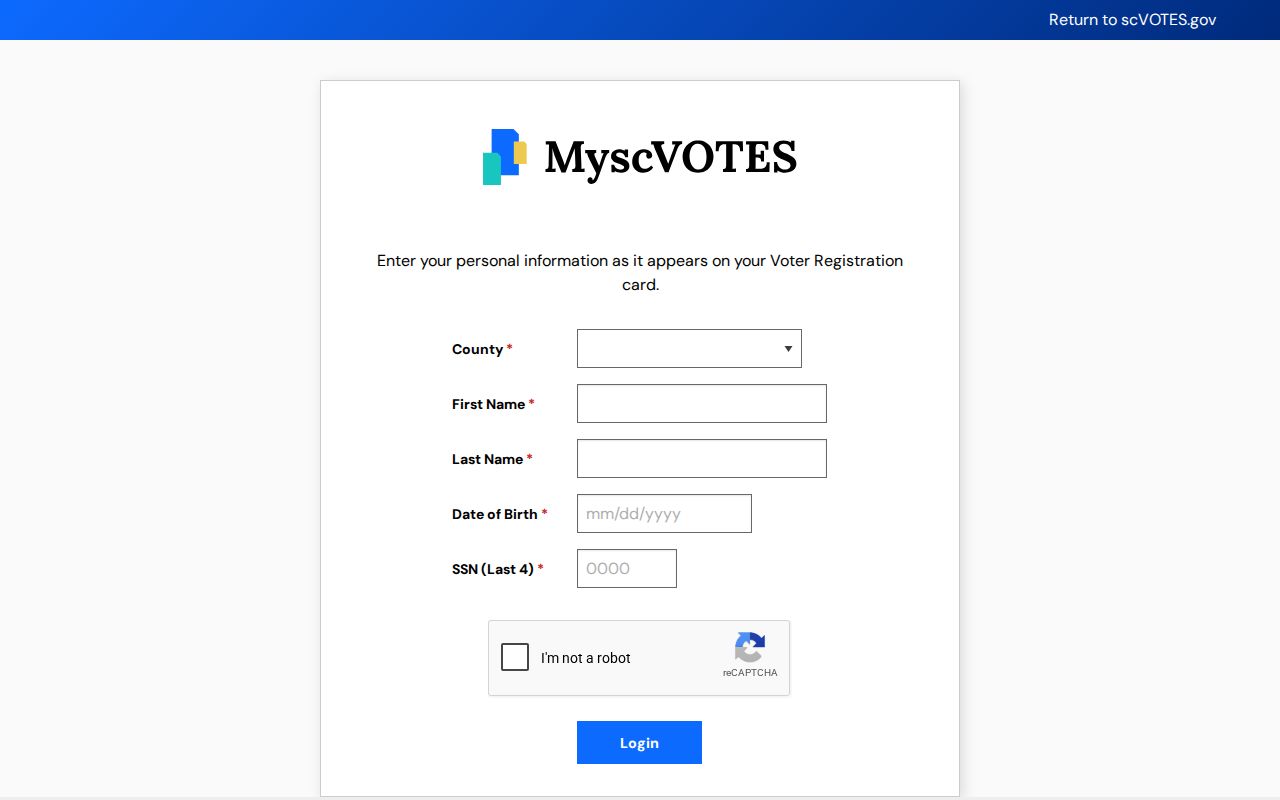 Florence residents directory view of South Carolina voter verification fields