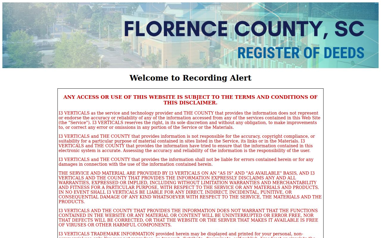 Florence previous residents property record monitoring page